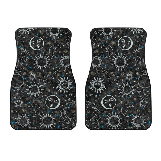 Black White Celestial Front Car Mats (Set Of 2)