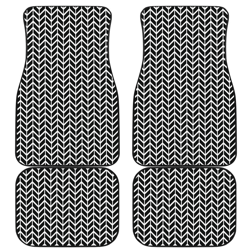 Black and White Chevron Front And Back Car Mats (Set Of 4)