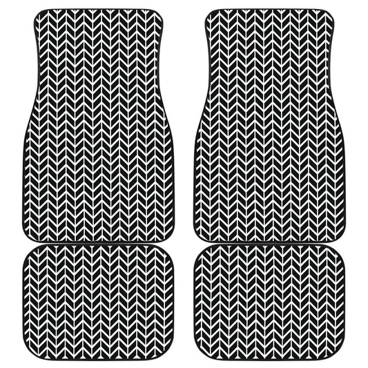 Black and White Chevron Front And Back Car Mats (Set Of 4)