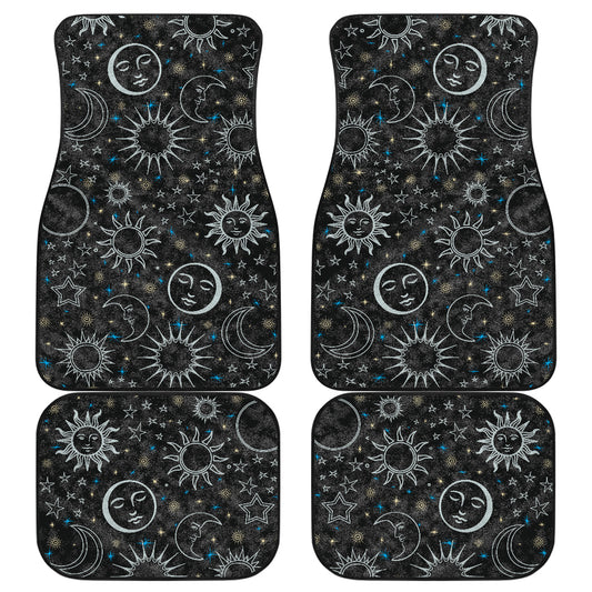 Black & White Celestial Front And Back Car Mats (Set Of 4)