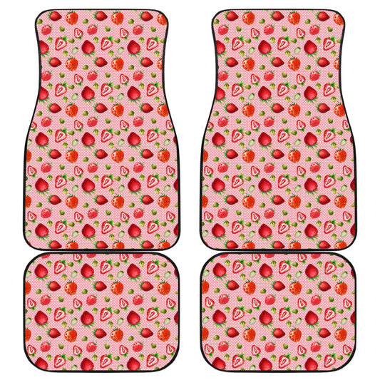 Pink Strawberries Front And Back Car Mats (Set Of 4)