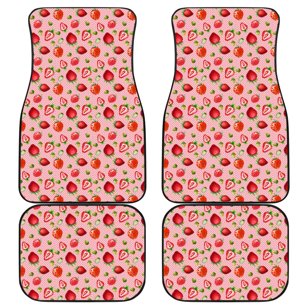 Pink Strawberries Front And Back Car Mats (Set Of 4)