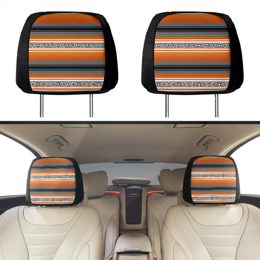 orange serape stripes printed headrest covers