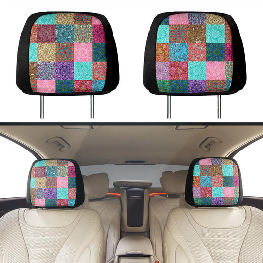 Colorful Patchwork Car Headrest Covers