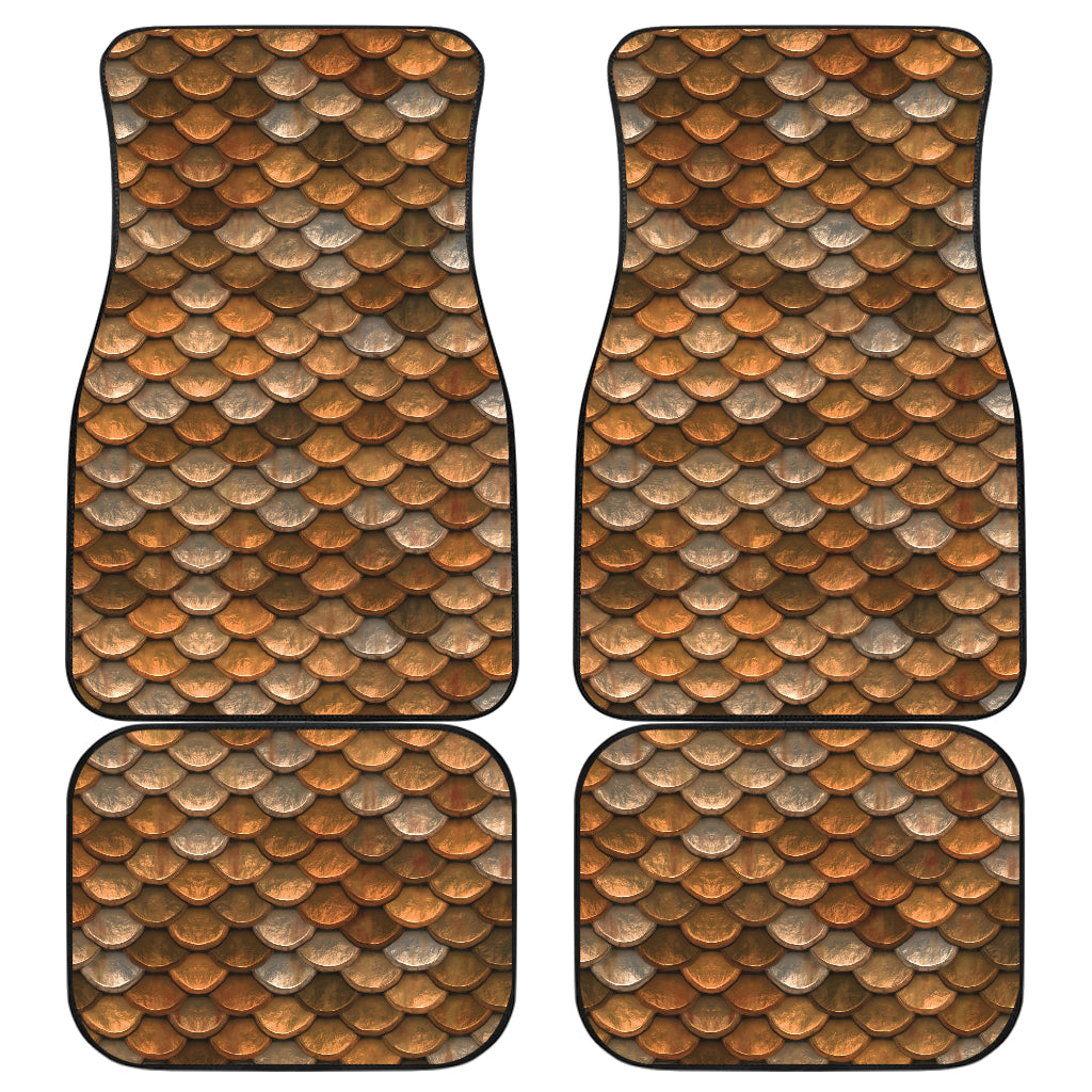 Gold Bronze Mermaid Scales Front And Back Car Mats (Set Of 4)