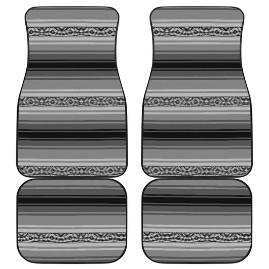 Gray Mexican Blanket Front And Back Car Mats (Set Of 4)