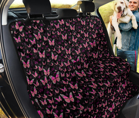 Pink Small Butterflies Car Back Seat Cover Pet Cover