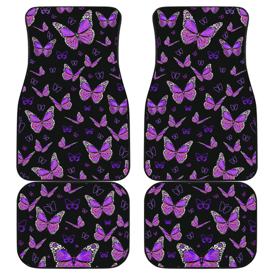 Small Purple Butterflies Front And Back Car Mats (Set Of 4)
