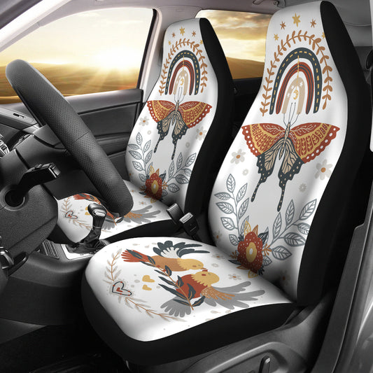 White Boho Butterfly Car Seat Covers (Set of 2)