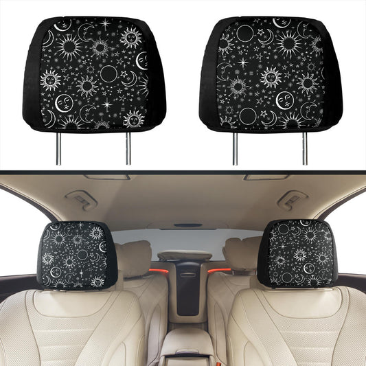 Black and White Celestial Headrest Covers