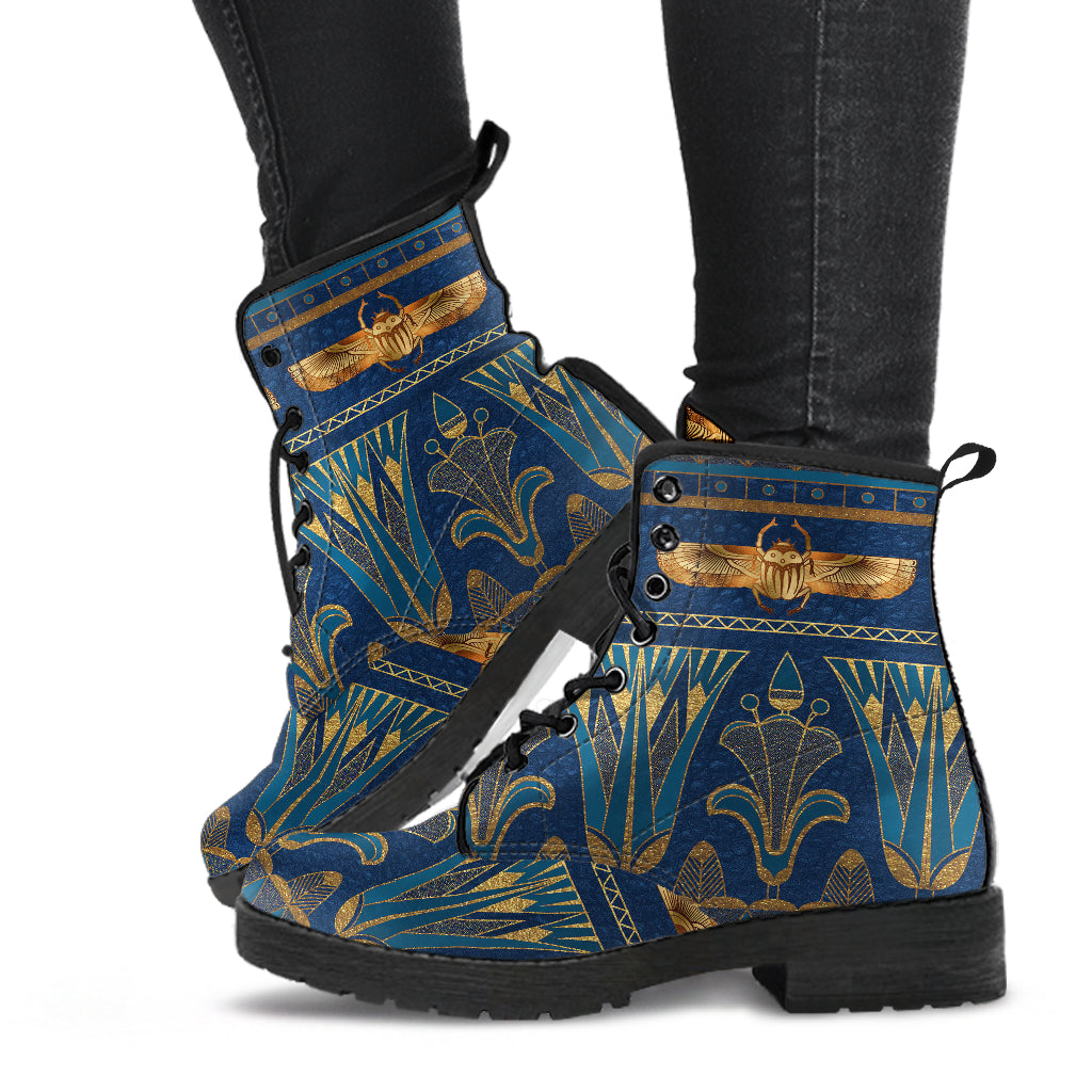 Blue Egyptian ankle boots