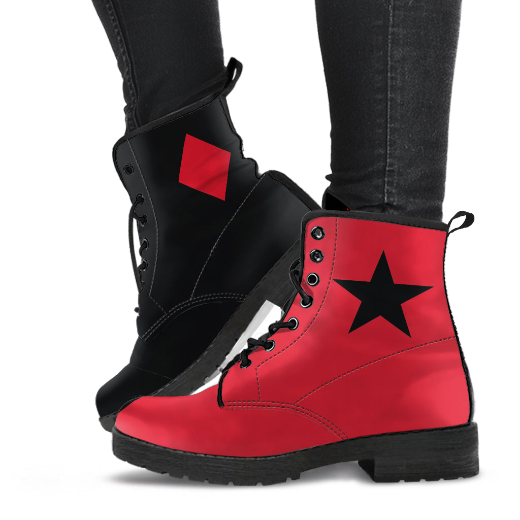 Harley SS2 Half Red Black Vegan Boots Men's Women's  Ms. Quinn Inspired