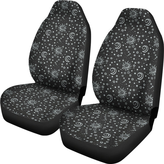 Charcoal and White Celestial Car Seat Covers
