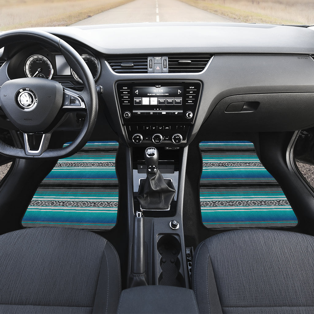 Turquoise Mexican Blanket Front And Back Car Mats (Set Of 4)