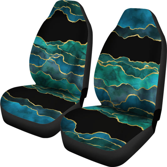 Watercolor Teal Agate Car Seat Covers (Set of 2)