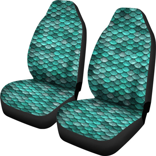 Aqua Blue Mermaid Scales Car Seat Covers