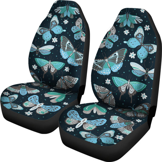 Boho Blue Butterflies Car Seat Covers Set of 2