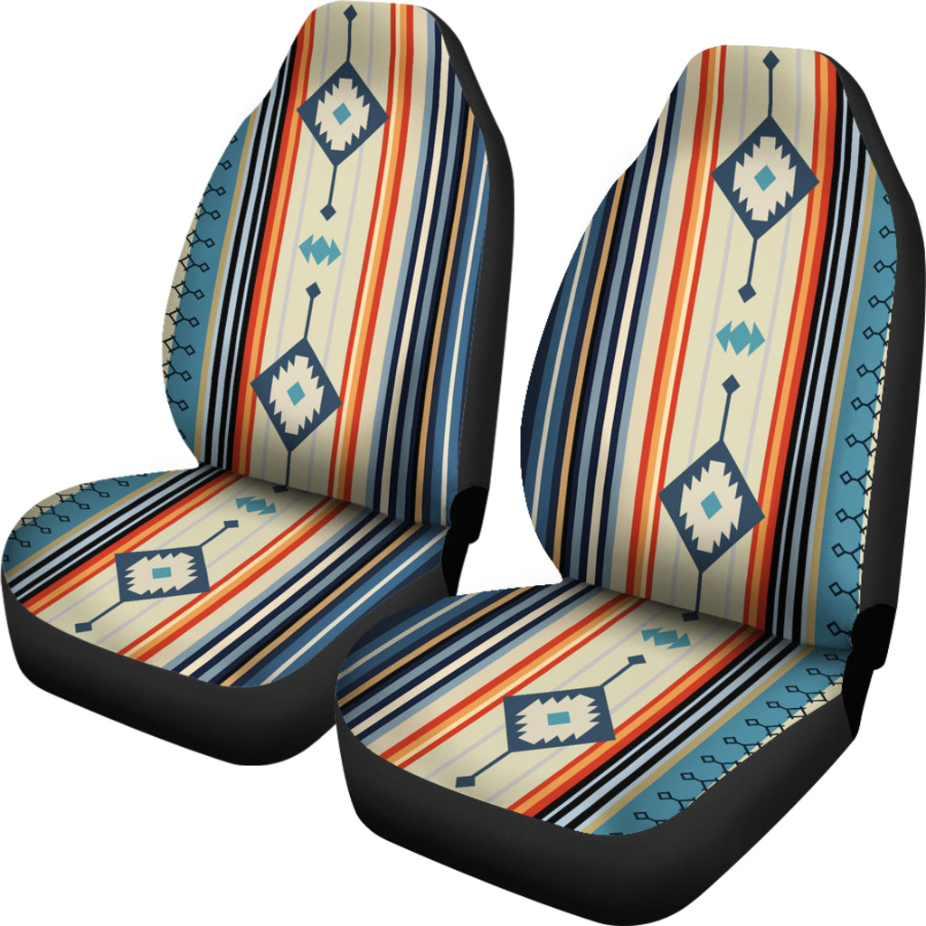 Boho Tribal Orange Blue Car Seat Covers (Set of 2)