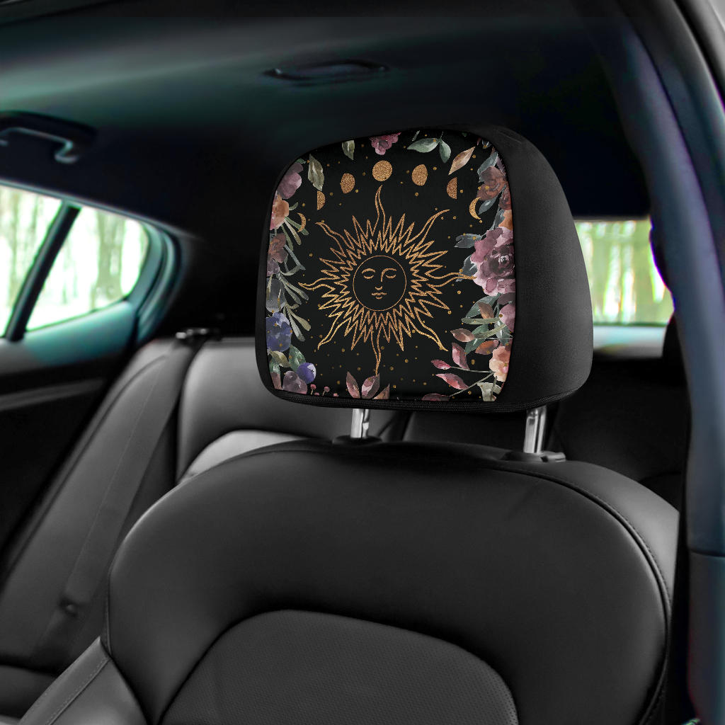 Sun Moon Phases Cottagecore Car Headrest Covers (set of 2)