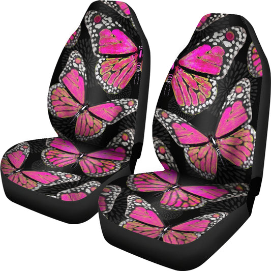 Large Pink Butterflies Black Car Seat Covers