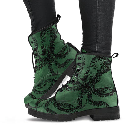 Green Octopus Vegan Steampunk Boots