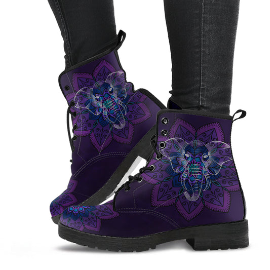 Purple Mandala Elephants Vegan Boots