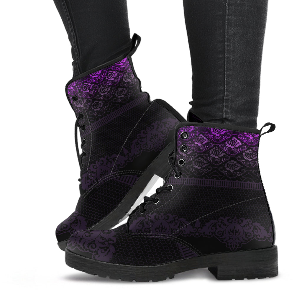 Purple Lace Vegan Goth Boots