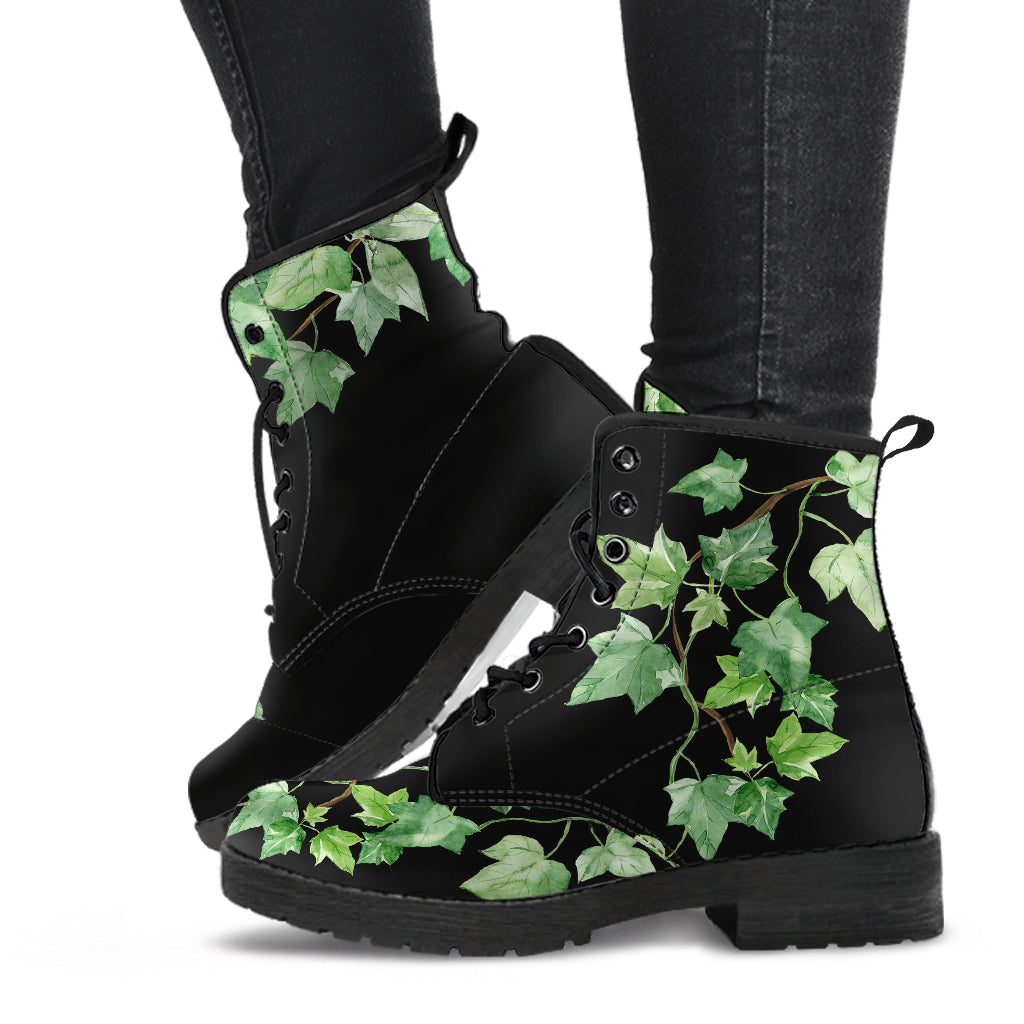 green ivy boots, cosplay costume boots, ankle boots