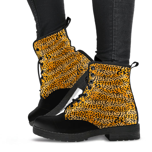 Small Cheetah Print Vegan Boots Mens Womens