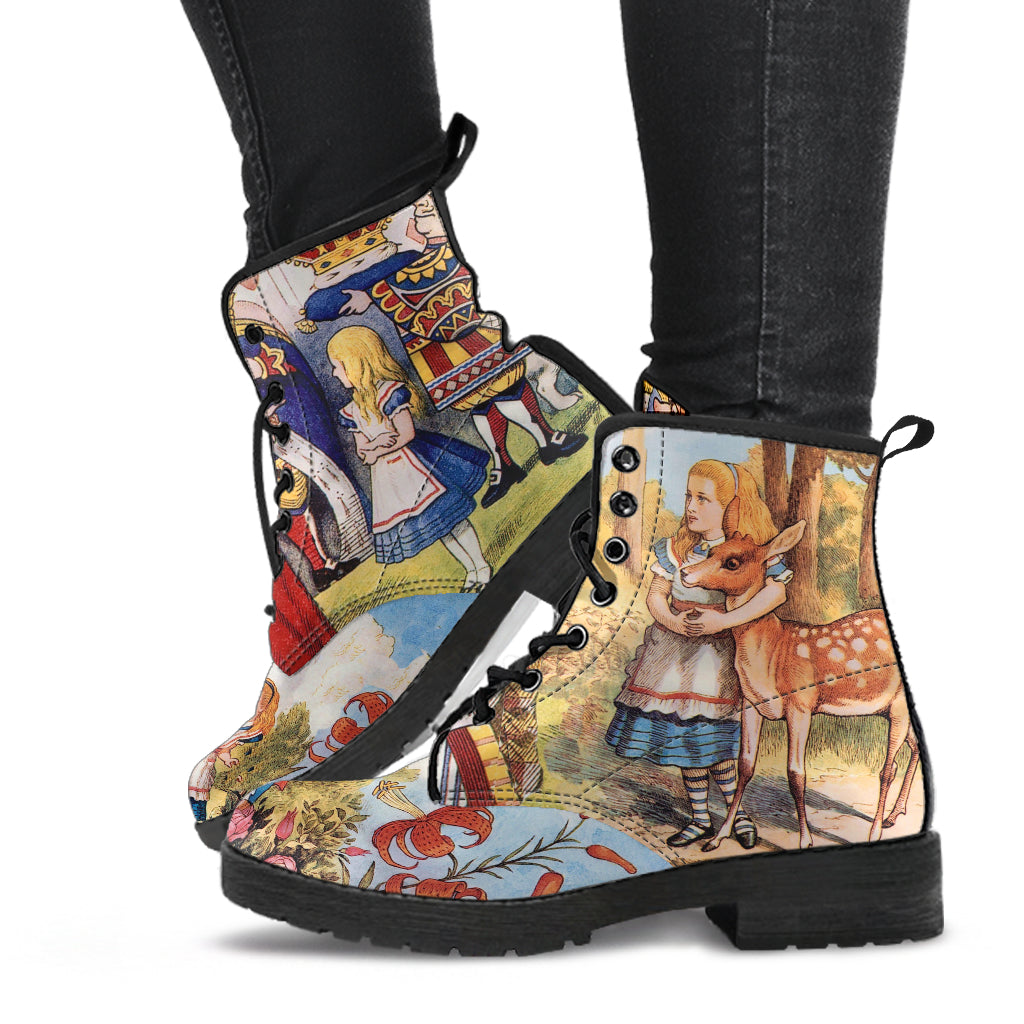 Alice in Wonderland Ankle Boots, vintage illustration boots, cosplay