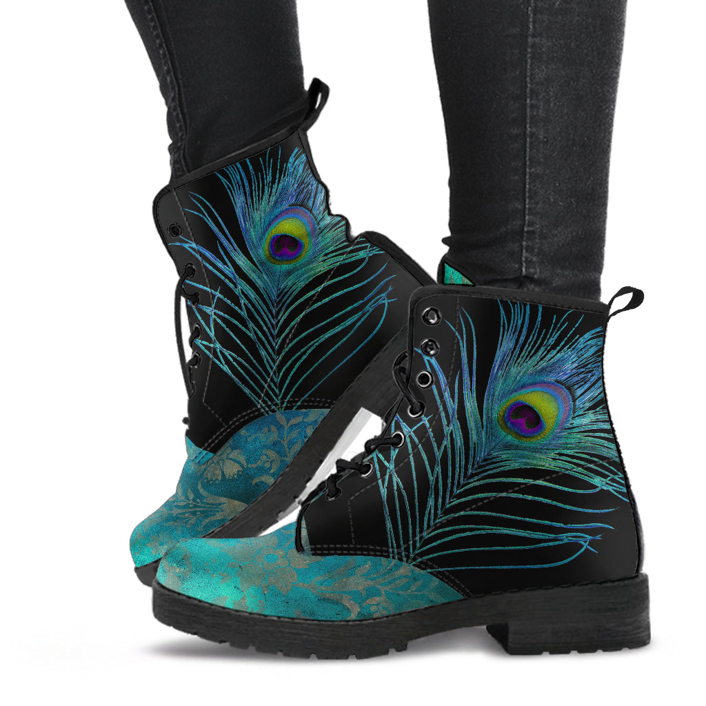 Teal Peacock Vegan Ankle Boots