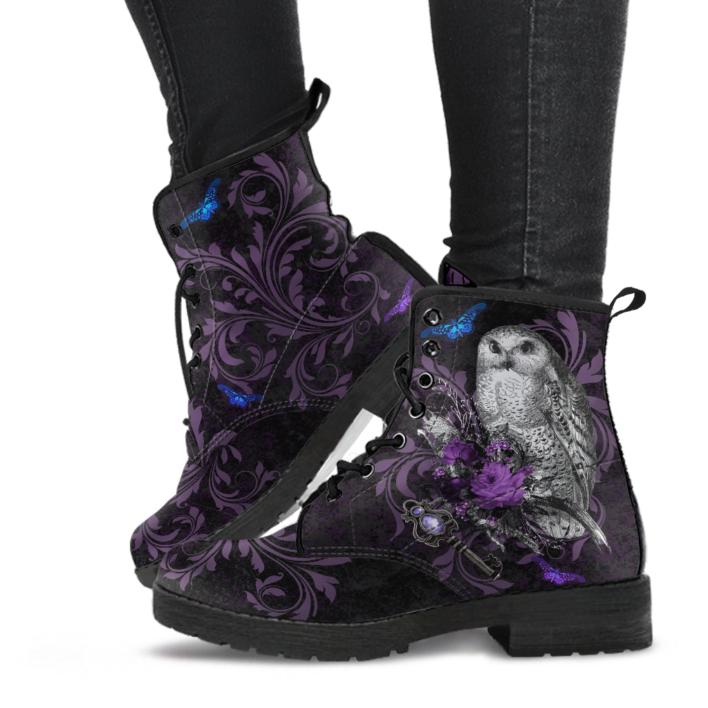 Purple Owls Vegan Leather Boots