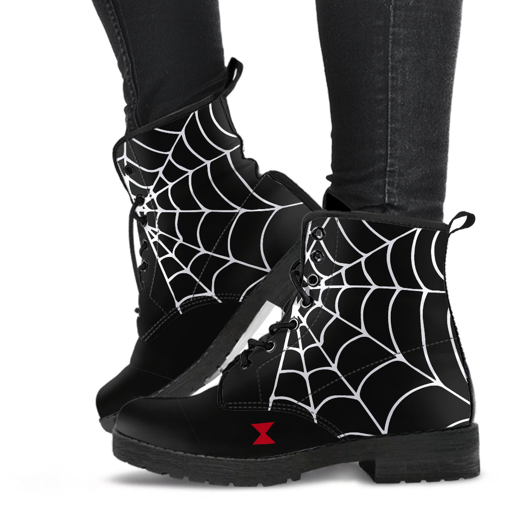 spider web boots, Goth ankle boots