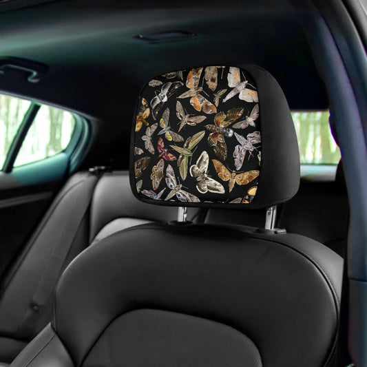 Brown Moths Pattern Car Headrest Covers