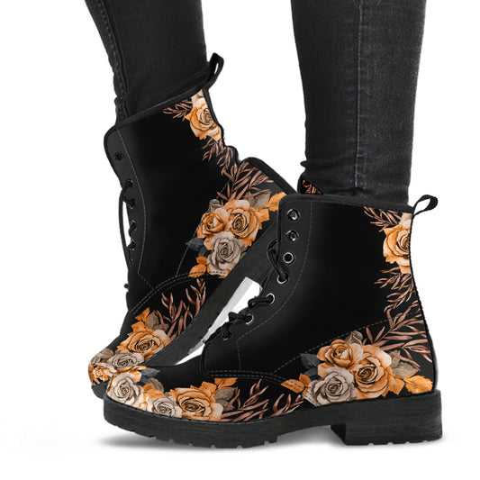 Womens Boho floral combat boots Goth