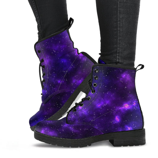 Purple Galaxy Vegan Boots Mens Womens