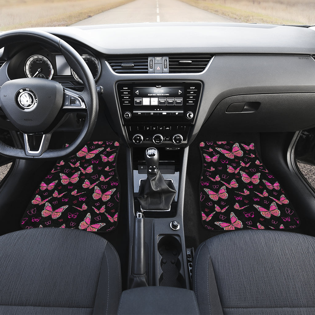 Pink Small Butterflies Front And Back Car Mats (Set Of 4)