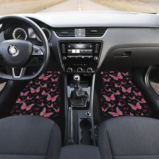 Pink Small Butterflies Front And Back Car Mats (Set Of 4)