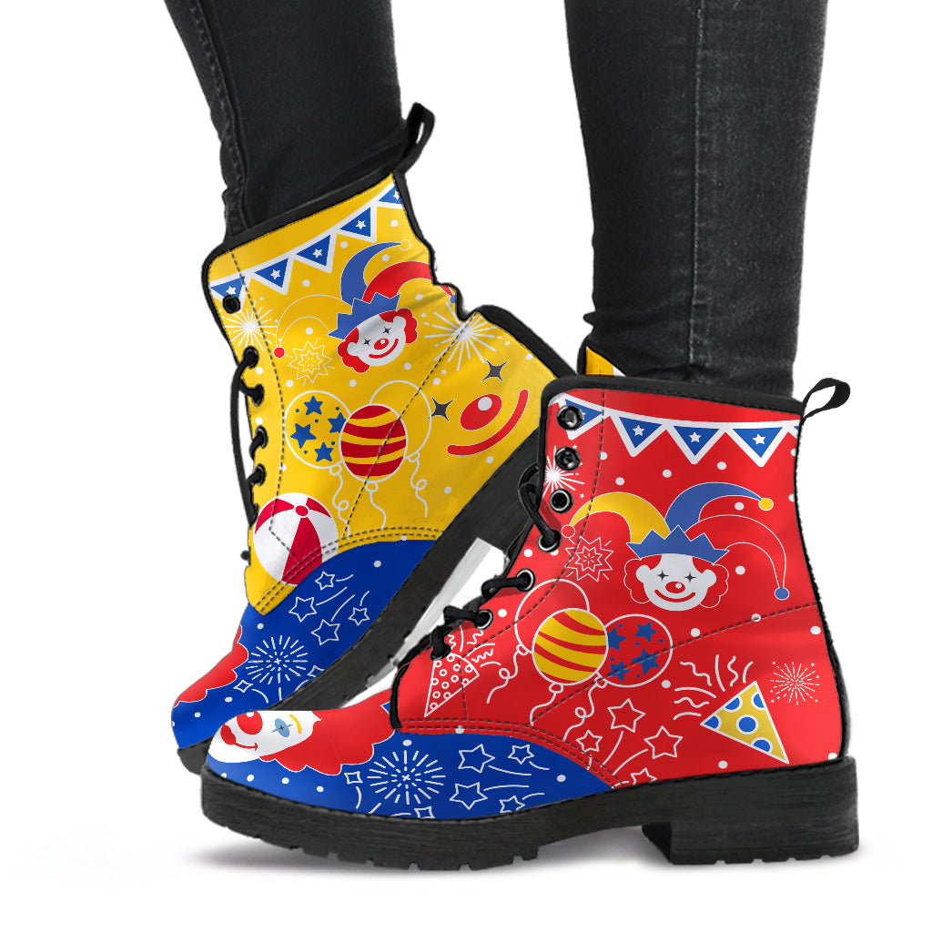clown boots ankle boots primary colors