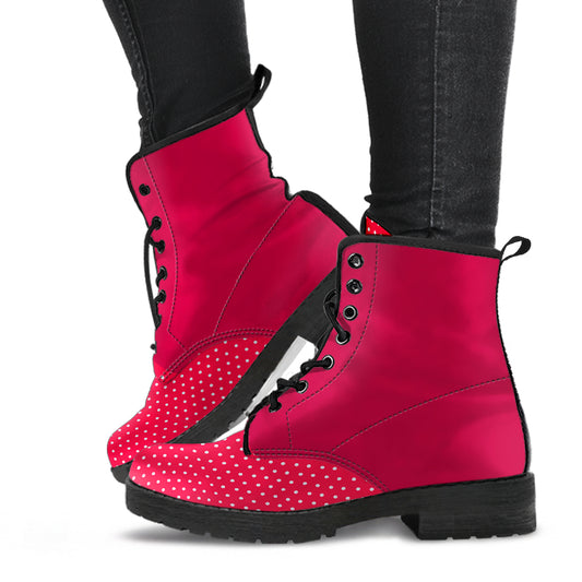 two tone red ankle boots, comfortable combat boots