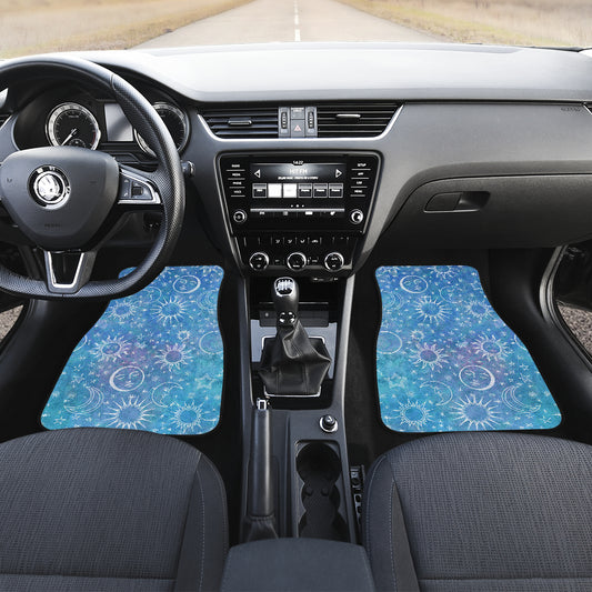 Light Blue Celestial Auto Front And Back Car Mats (Set Of 4)