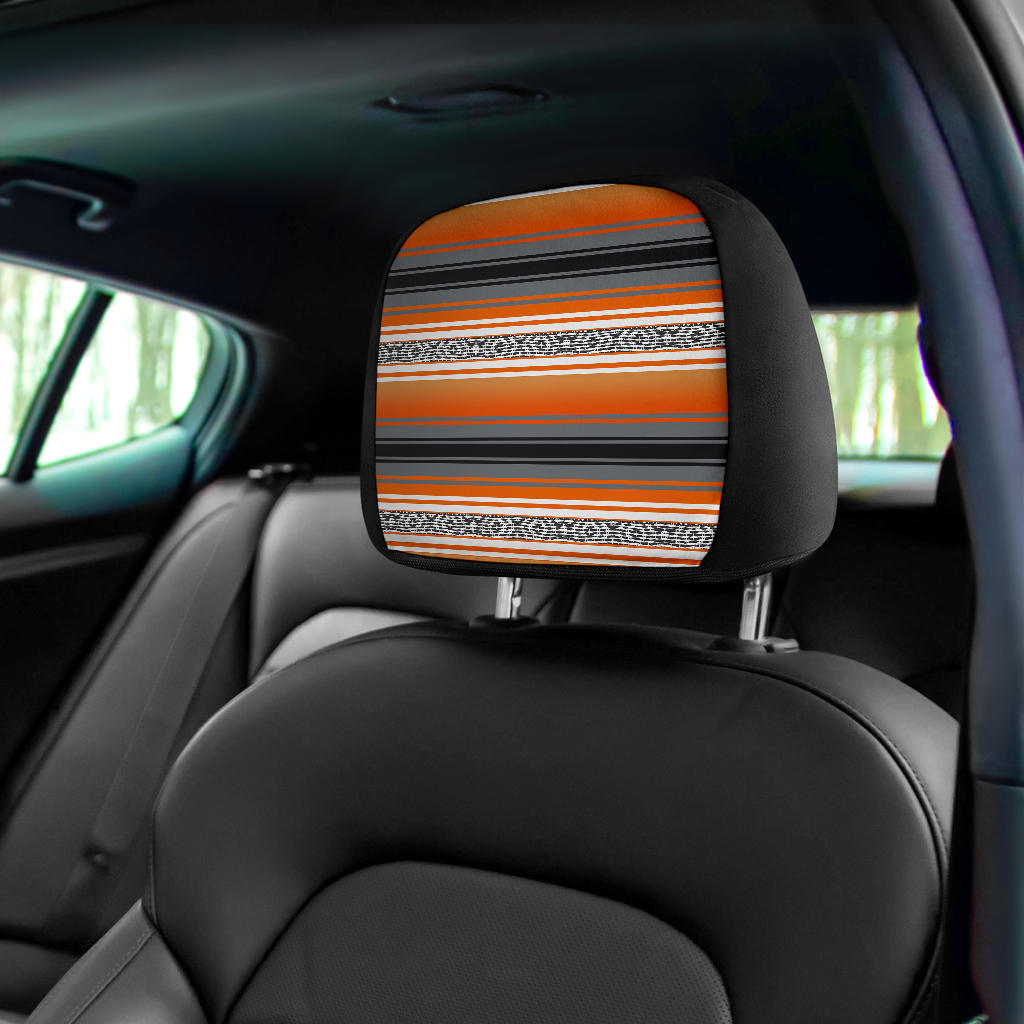 orange serape stripes printed headrest covers