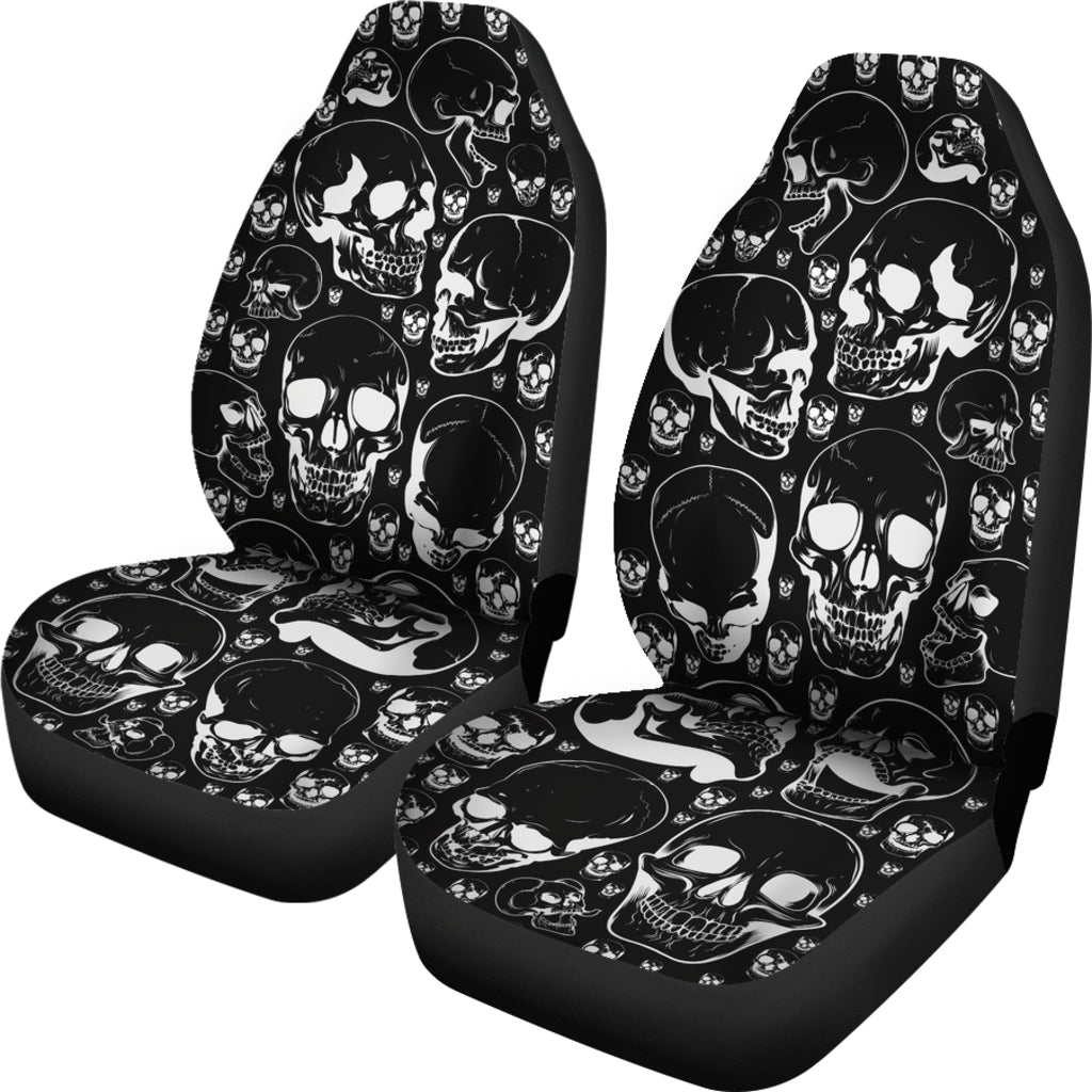 Skulls Black White Car Seat Covers