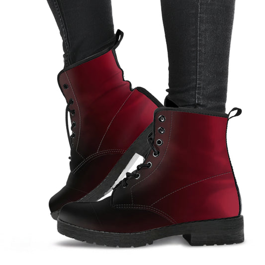 dark red black ombre ankle boots, lace up boots, mens boots, womens boots
