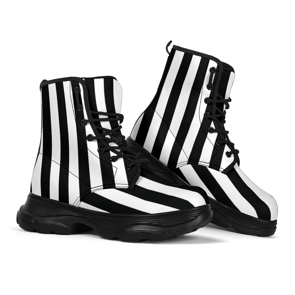 Goth striped boots chunky combat boots