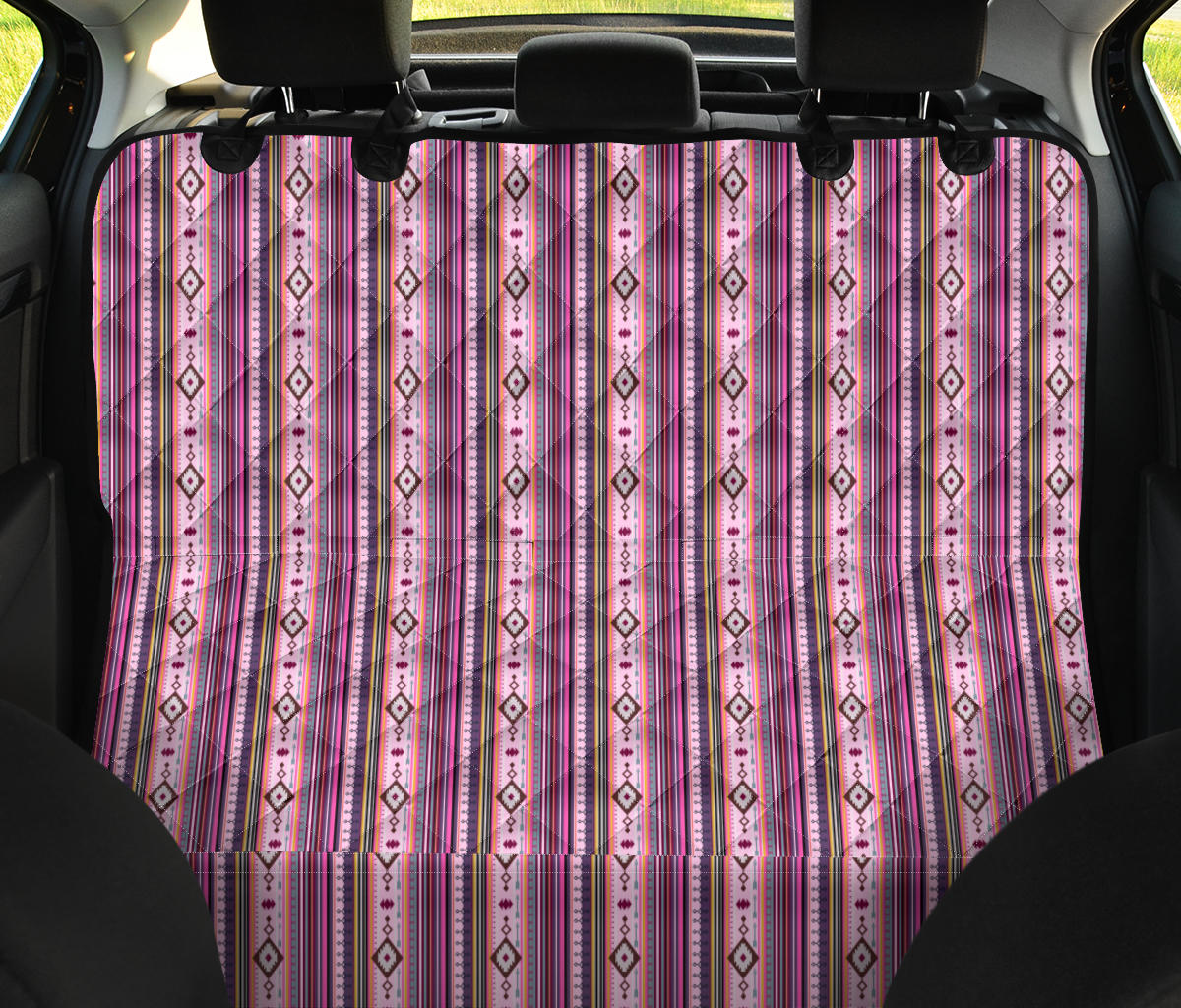 Boho Aztec Pink Stripes Car Pet Seat Cover