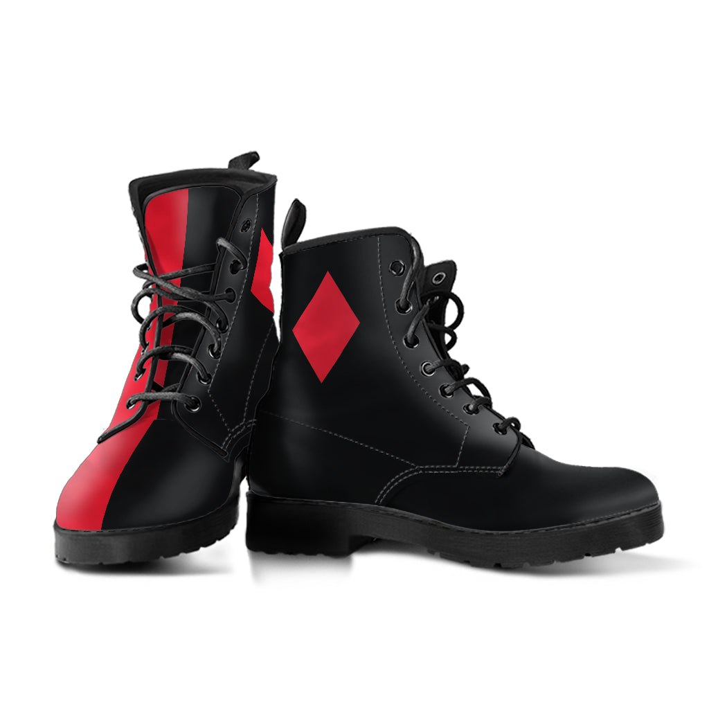 Harley SS2 Half Red Black Vegan Boots Men's Women's  Ms. Quinn Inspired