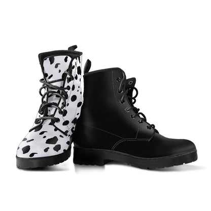 Cruella Dalmatian Mismatched Vegan Boots Mens Womens