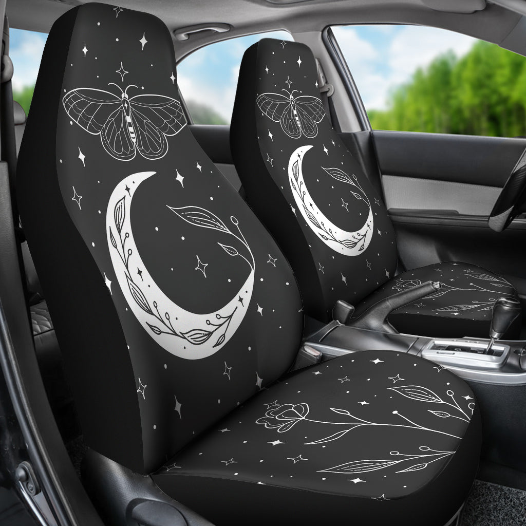 Butterfly Moon Flowers Gray Car Seat Covers (Set of 2)