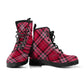 Red Pink Plaid Vegan Ankle Boots